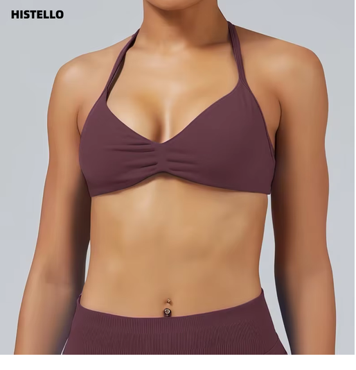HISTELLO Impact Strappy Bra Women Seamless Gym Underwear High Support Halter Sexy Sports Clothing Push-up Yoga Workout Tank Top