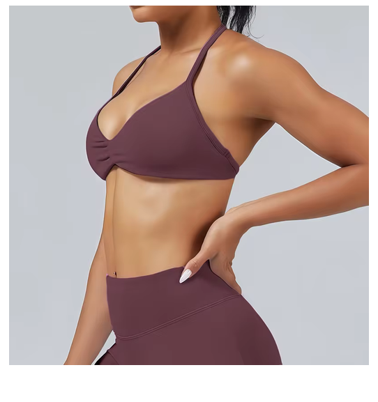 HISTELLO Impact Strappy Bra Women Seamless Gym Underwear High Support Halter Sexy Sports Clothing Push-up Yoga Workout Tank Top