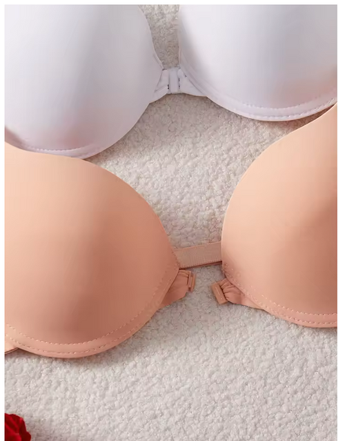 3Pcs/Set Women Bras Solid Basic Padded Push Up Bra Front Closure Daily Simple Comfortable Bras XS-XL