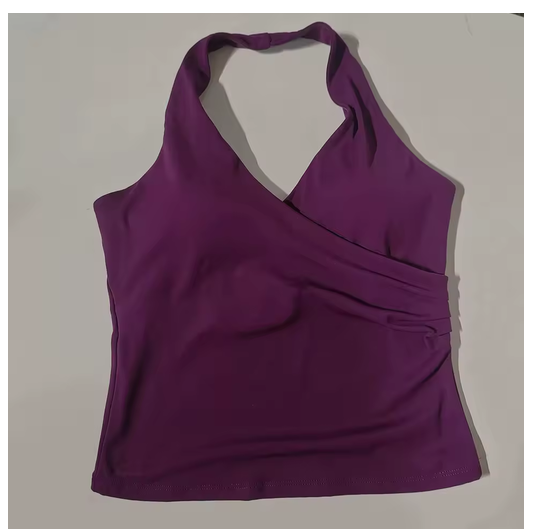 Women's Sexy V-Neck Fitness Bra Nude Sports Bra Hanging Neck Yoga Suit Vest Comfortable Breathable Gym Top for Active Wear