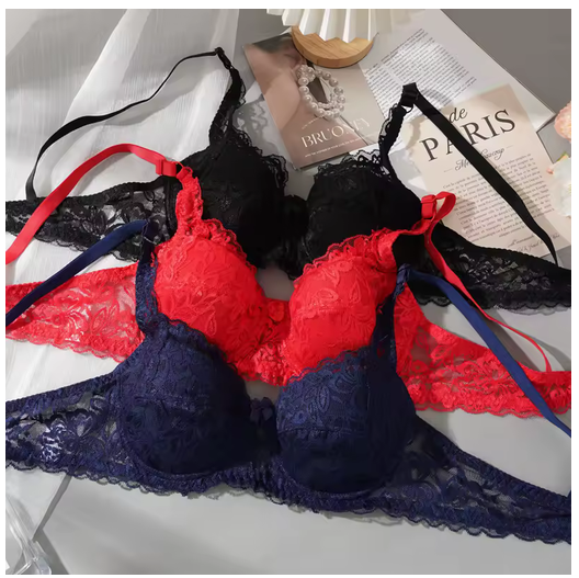Comfortable Lace Push Up Bra for Women Plus Size Everyday Wear Breathable Thin Bralette Deep V Top