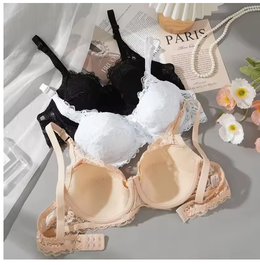 Comfortable Lace Push Up Bra for Women Plus Size Everyday Wear Breathable Thin Bralette Deep V Top