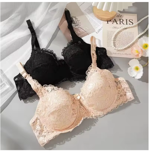 Comfortable Lace Push Up Bra for Women Plus Size Everyday Wear Breathable Thin Bralette Deep V Top