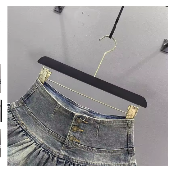 Woman Vintage Denim Pleated Skirt Lace Fold Design A-line Short Skirt Built in Shorts American Spicy Girl Korea Fashion Hotsweet