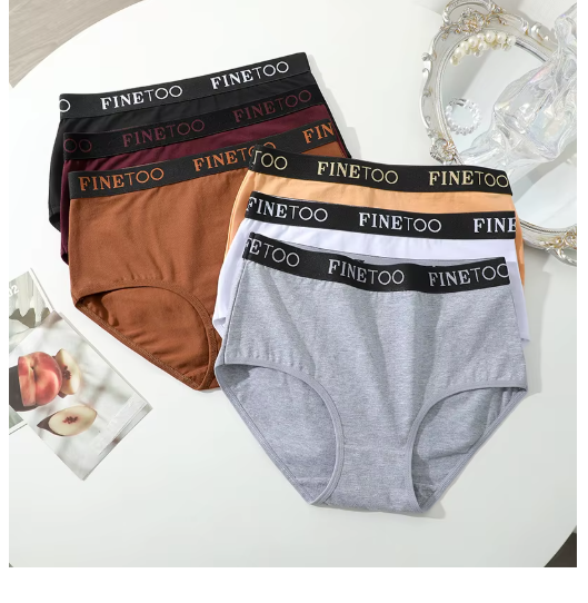 5Pcs/Set Women's Cotton High Waist Briefs Seamless Plus Size Panties Breathable Stretch Underwears Female Soft Lingerie Finetoo