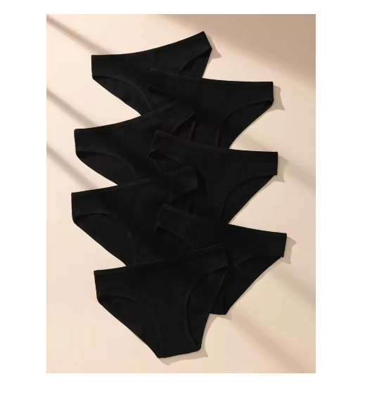 7Pcs/Set Women Panties Striped Briefs Women Underwear Low Waist Cotton Panty Sexy Solid Underpants Black Female Lingerie S-XXL