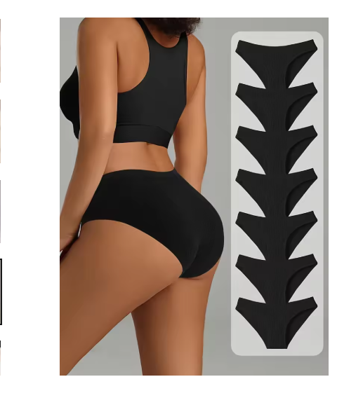 7Pcs/Set Women Panties Striped Briefs Women Underwear Low Waist Cotton Panty Sexy Solid Underpants Black Female Lingerie S-XXL