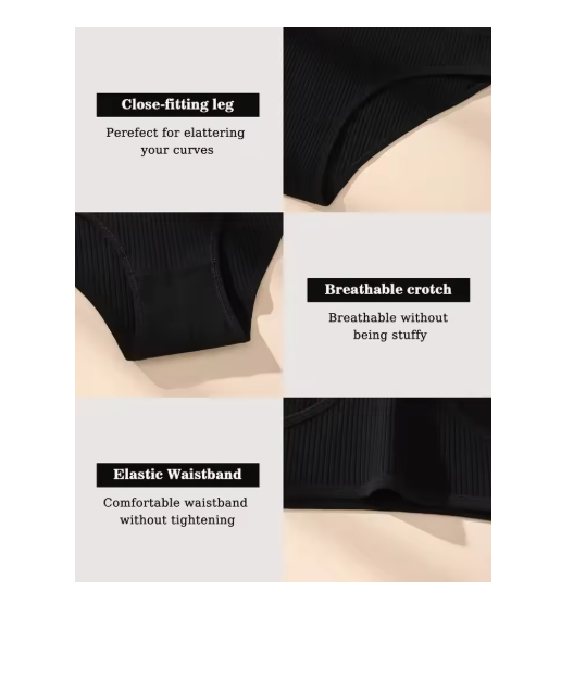 7Pcs/Set Women Panties Striped Briefs Women Underwear Low Waist Cotton Panty Sexy Solid Underpants Black Female Lingerie S-XXL