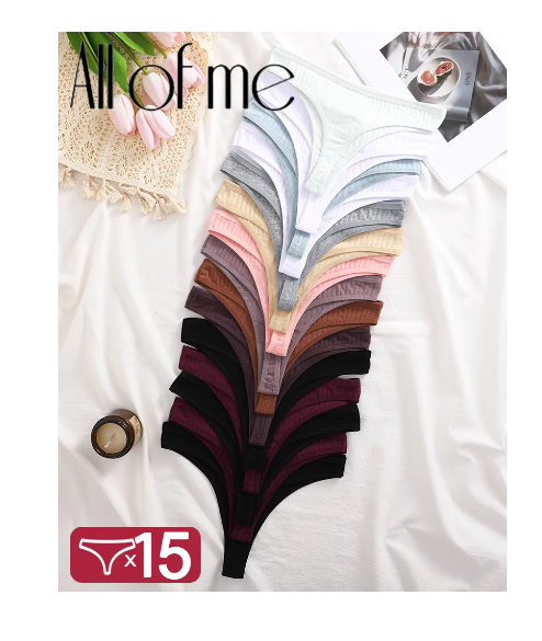 15Pcs Cotton Panties G-String Women Panties Sexy Underwear Female Lingerie Thong Briefs for Woman Solid Color Intimate Pantys
