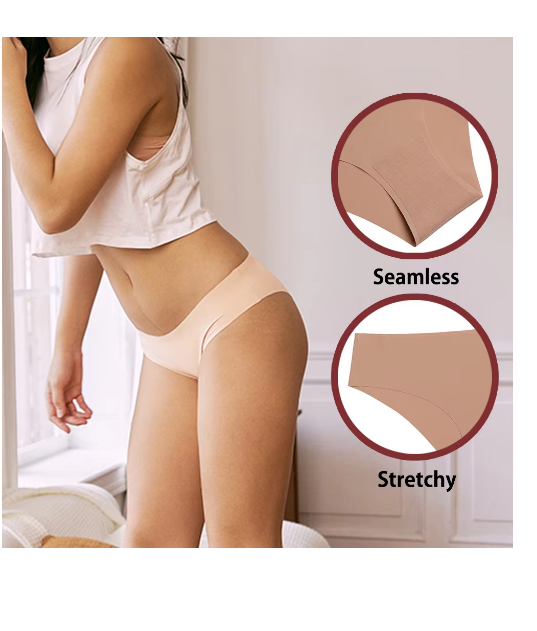 3 Pcs Set Seamless Panties for Women Breathable Low Waist Sexy Underwear Solid Silk Briefs Invisible Seamless Panties Woman