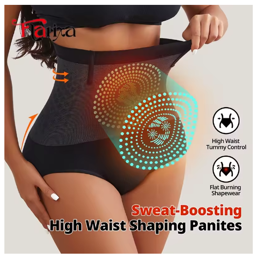 Flarixa Tummy Control Underwear Briefs for Women High Waist Seamless Butt Lifting Panties Sweat Slim Body Shaper Belly Slimmer